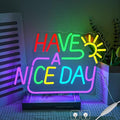 Happy A Nice Day Neon Sign for Wall Decor, Dimmable Colorful Letter Neon Lights, USB Powered Happy A Nice Day Led Light Up Sign for Bedroom, Room, Studio, and Office Wall Decor