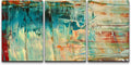 wall26 Canvas Print Wall Art Set Thick Teal, Tan & Orange Paint Color Field Abstract Shapes Illustrations Modern Art Chic Colorful Multicolor Ultra for Living Room, Bedroom, Office - 16"x24"x3