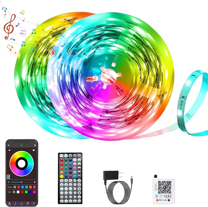 Led Lights for Bedroom 200FT Music Sync Color Changing Led Strip Lights with Remote and App Control, RGB Led Light Strip DIY Design Led Lights for Room, Christmas Decor, Gaming Accessories (2*100FT)