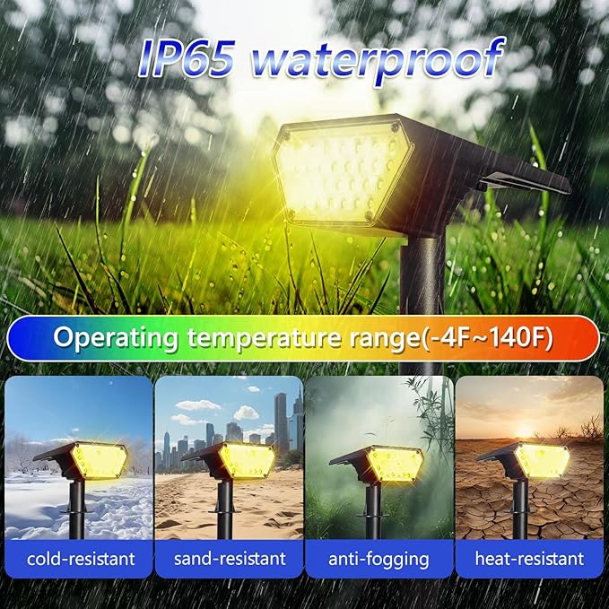 10pack Solar Spot Lights Outdoor,Auto On/Off Solar Lights Outdoor Waterproof IP65,2-in-1 Solar Powered Outdoor Landscape Lighting,Solar Lights for Outside Yard Garden Pathway (Warm White)