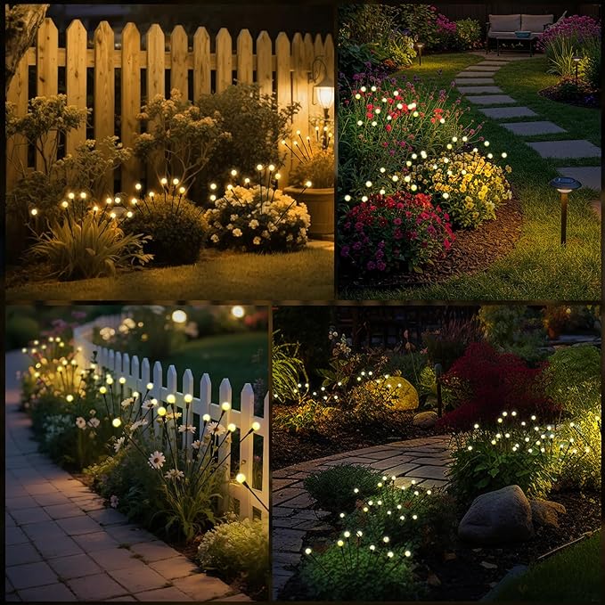 Solar Garden Lights – Swaying LED Solar Lights Outdoor Decorations, Waterproof Yard & Patio Lights with Flexible Iron Wire & Heavy Bulb Base for Garden Decor,Warm White (4 Pack)