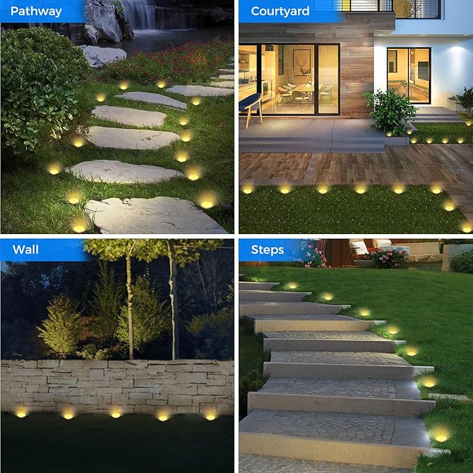 Peasur Mini Solar Ground Lights, 12 Pack Flat Solar Disc Lights Outdoor Waterproof, 2.3 Inch Small Solar Garden Lights Landscape Lighting for Outside Pathway Garden Yard Lawn Walkway,Warm White