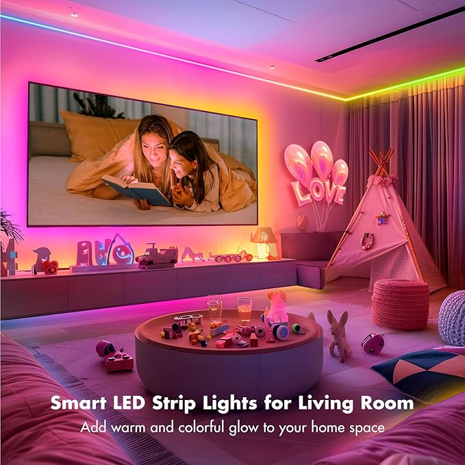 Smart IC RGB Strip Lights, 32.8FT LED Lights Multiple Colors on One Line, App+Remote Control, Timing, Multimodal, Music Sync, Color Changing Lights for Bedroom, Party Home Decor