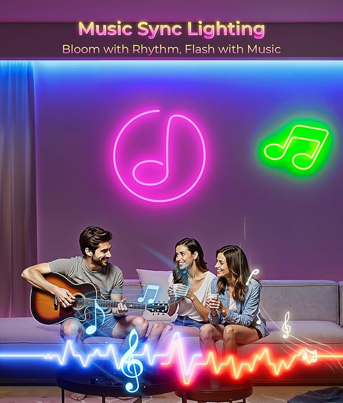 Led Neon Rope Lights - Flexible Led Control with App/Remote Rope Lights 16.4FT Multiple Modes RGB IP65 Waterproof Outdoor Neon Music Sync Gaming Strip for Christmas Decor Indoor/Outdoor