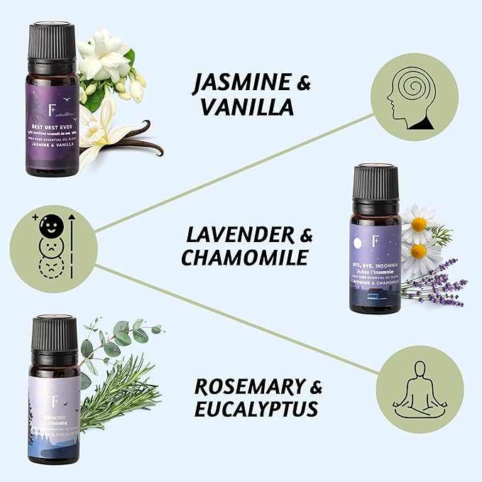 Folkulture Sleep Essential Oils Set for Diffuser | Set of 6 Aromatherapy Oils for Better Sleep, Relaxation & Meditation | Lavender, Rosemary, Peppermint & Calming Blends | Self Care Gift for Her & Him