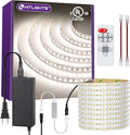 HitLights White LED Strip Lights Kit with Remote & 24V Power Supply, 16.4ft Dimmable Tape Light 4000K, 600 LEDs, 425 lm/ft, CRI 90+, IP30, UL Listed, Lighting for Living Room, Kitchen, Under Cabinets