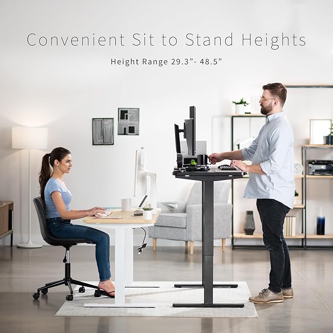 VIVO Electric 60 x 24 in Standing Desk, Memory Height Adjustment, 1B Series, Holds 220 lbs, One-Piece Light Wood Top, Black Frame, DESK-KIT-1B6C