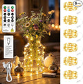 6 Pack Rechargeable Fairy Lights with Remote & DIY Timer, 7ft 20LED Dimmable Silver Wire String Light for Mason Jar, Mini Twinkle Lights for Indoor Christmas Bedroom Wedding Decor, Warm White