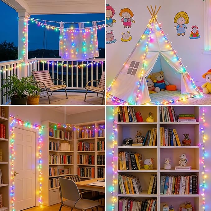 LAMPHOME 33ft 100 LED Easter String Lights Plug in, Pastel Twinkle Fairy Lights with 16 Modes, Warm & Multicolor Colored Easter Outdoor Indoor Decorations for Spring Xmas Wedding Party