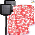 2 Pack Solar Fairy Lights Outdoor, 33 Feet 100 LEDs 8 Modes String Lights for Outside, Waterproof Outdoor Light for Patio Yard Christmas Tree Halloween Wedding Party Decorations, Red