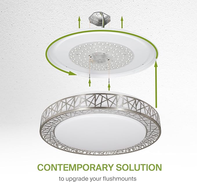 ASD 20 Inch Smart RGBW Flush Mount Ceiling Light with Remote - Brushed Nickel 42W 120V 2700-6500K Dimmable Ceiling Light Fixture, WiFi App Control RGB Lights, Alexa & Google Assistant - ETL