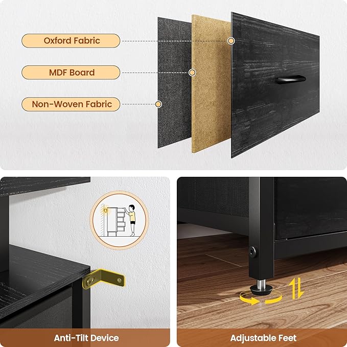 BTHFST 12 Drawers TV Stand Dresser for 65/70 inch TV, Entertainment Center with LED Lights & Power Outlets, 63" Large LED TV Stand, TV Console for Bedroom