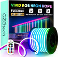 GZBtech RGB LED Neon Rope Lights 82FT/25M, AC 110-120V Waterproof Color Changing LED Rope with Remote Control, Dimmable Multi Color Strip Lighting for Indoor Outdoor Commercial Use, ETL Listed