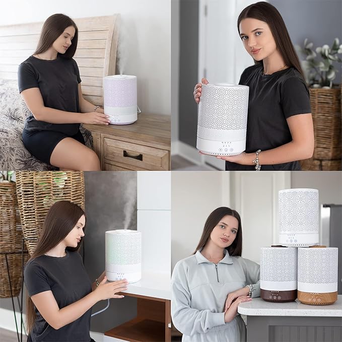 BlueHills Premium Set of Two Large 5000 ML XL and 2500 ML Essential Oil Diffusers Humidifier Combo for Large Room Home with Décor LED Lights Great Gift – White