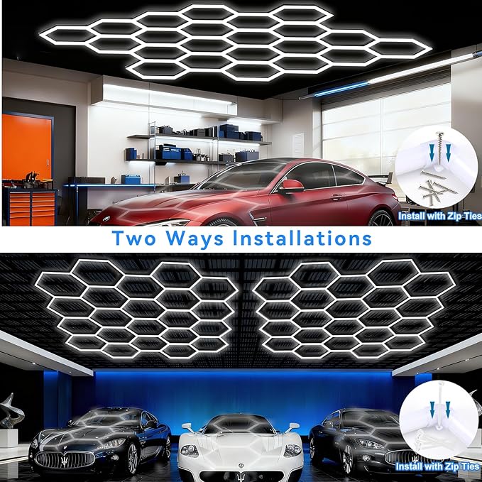 Hexagon LED Garage Light: Super Bright 40000LM Honeycomb Garage Light, 22 Hex DIY Hexagon Led Lights for Gym Basement Hair Salon