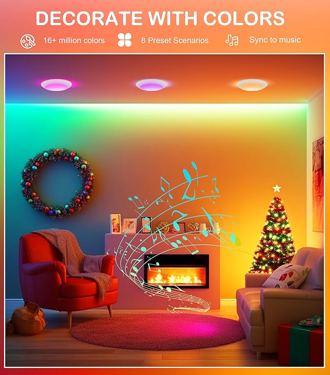 CLOUDY BAY [4 Pack] Smart LED Flush Mount Lights,5/6 Inch Surface Mount Ceiling Lights with Remote Control,Smart WiFi Recessed Can Lights,Color Changing Retrofit,Work with Alexa/Google Assistant