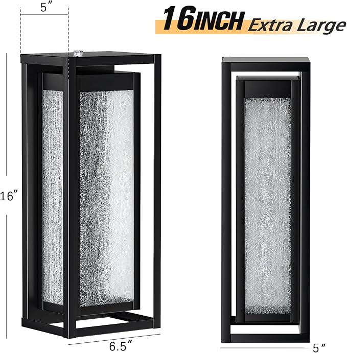 16'' LED Dusk to Dawn Outdoor Light Fixture, 3000K Porch Lights Outdoor Wall Lights with Bubble Glass, Industrial Exterior Lighting Farmhouse Wall Lantern Outside Sconce Lights for House Garage