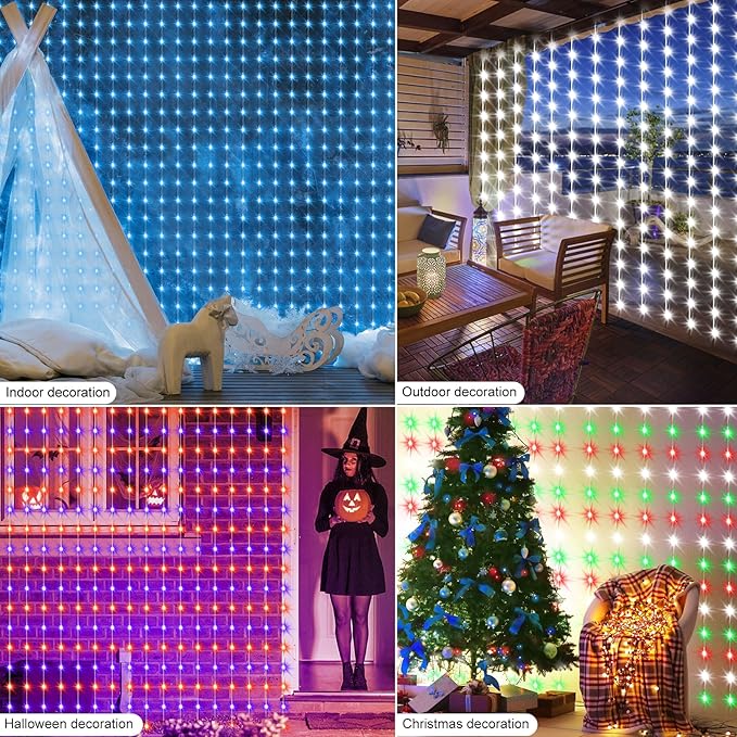 Smart Curtain Lights RGB 5050 Built in Chip, Color Changing Curtain Lights with Music Sync APP Remote Control, 8Ft x 6Ft 144LED USB Powered Fairy Lights for Party Patio Garden Decor