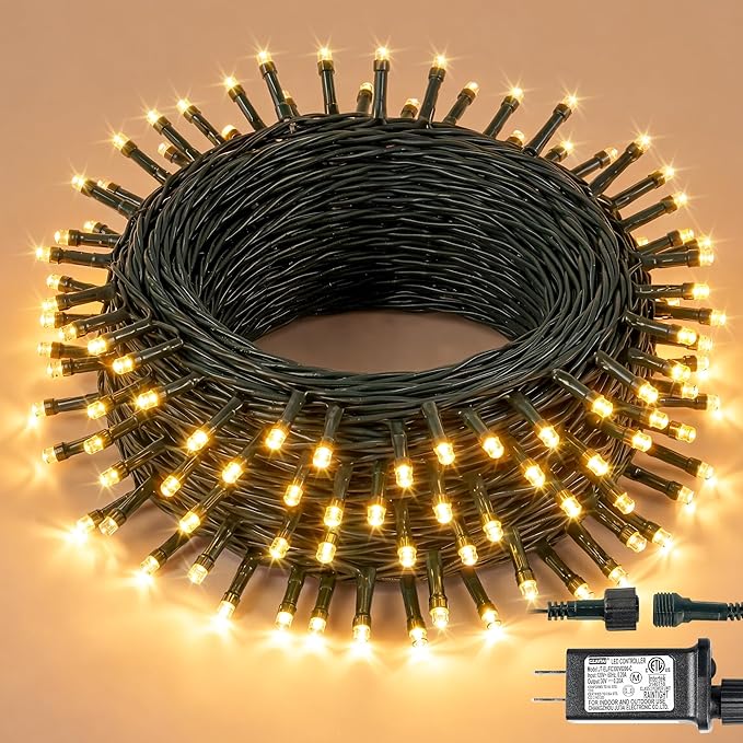 Hopolon String Lights Indoor Outdoor, 33 FT 100 LED Christmas Lights Waterproof, Connectable Green Wire Twinkle Fairy Lights Plug in for Wedding Party Patio Spring Decor (Warm White)
