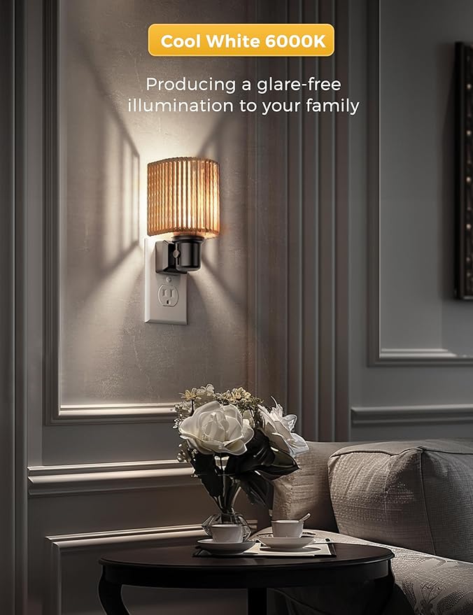 L LOHAS LED Night Lights Plug into Wall, Boho Night Light, 2 Pack, Decorative Bohemian Night Lights, Dimmable 0-100LM, Daylight White, Light Sensor, Vintage NightLight Farmhouse for Bedroom Bathroom