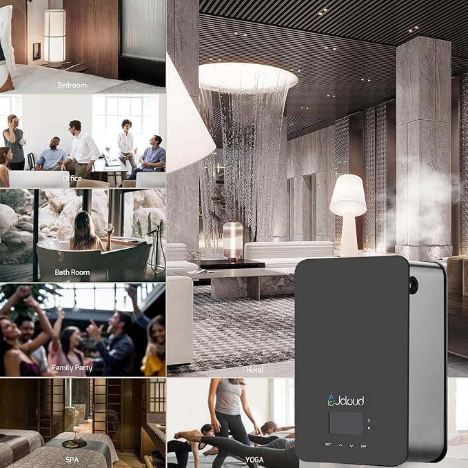 JCLOUD Upgrade Scent Air Machine for Home, HVAC Scent Diffuser Cover Up to 2000 Sq. Ft, Black with Royal Serenity Essential Oil - Inspired by Luxury Hotel Scent 100ML