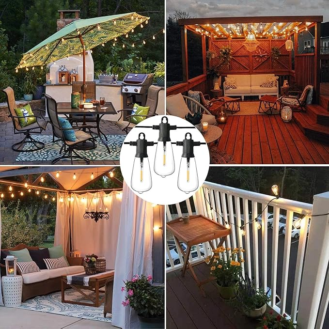 ZOTOYI Outdoor String Lights 25FT, Patio Light for Outside with Shatterproof 13 LED Bulbs, IP65 Waterproof Connectable Hanging Lights for Backyard, Porch, Bistro, Cafe, Balcony, Garden