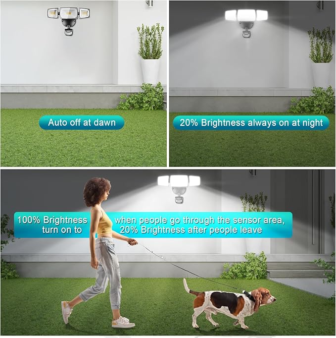 USTELLAR 55W Plug in Motion Sensor Lights Outdoor, Flood Lights Motion Sensor with Remote Control, Dusk to Dawn Security Light for Outside, 5000k, 5500lm, IP65 Waterproof for Porch, Yard-2 Pack