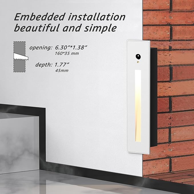 SCON Motion Sensor Step Lights, Wired LED Stair Light for Indoor Use, Operated Automatic Motion Sensing Bright Lighting for Stairs Hallway/Pathway and Entryway Safety(3W/3000K/NODIM)