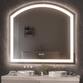 Hasipu 40" x 36" Arch LED Bathroom Mirror, Frontlit Wall-Mounted Vanity Mirror with Lights, Defogging, Smart Touch, Dimmable 3 Color Modes, Safety Shatterproof Glass Coating