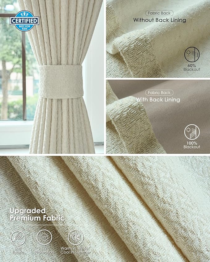 Yoolax Smart Retractable Curtain Compatible with Alexa and Google Home, Motorized Curtain Hardwired with Remote Customized Size (Linen Beige)