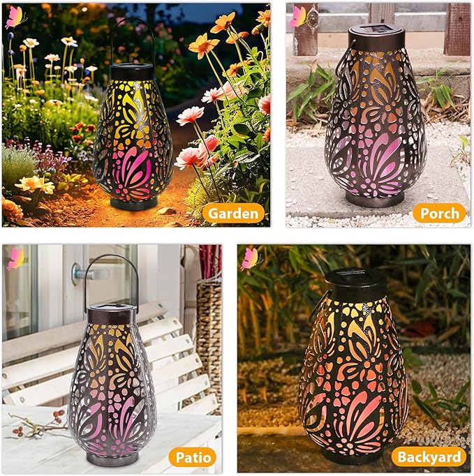 Afirst Solar Lanterns Outdoor, Hanging Solar Lights Waterproof Decorative Lanterns for Yard, Patio, Lawn, Tabletop, Pathway, Landscape, Garden Decor Gifts