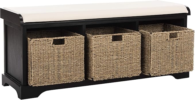 Safavieh American Homes Collection Lonan Grey and White Wicker Storage Bench
