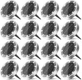 16 Pack Solar Ground Lights Outdoor, 8 LED Mini Flat Solar Disk Lights, IP65 Waterproof Anti-Rust Disc Light, Landscape Lighting for Garden Pathway Yard Walkway Driveway Lawn,Cool White