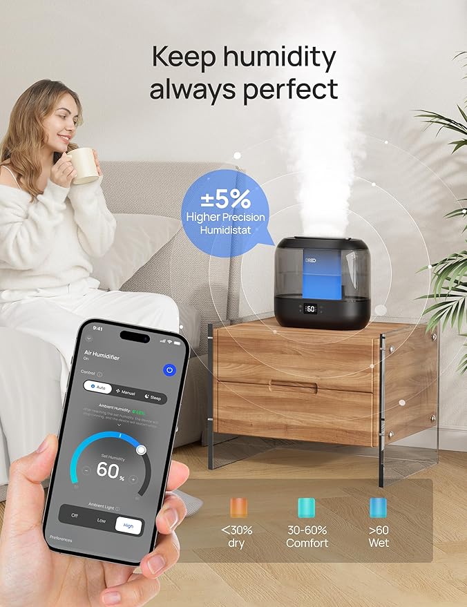 Dreo 4L Smart Humidifiers for Bedroom & Humidifiers for Bedroom