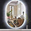 40 x 24 Inch Oval LED Backlit Mirror for Bathroom Salon Wall Horizontal/Vertical Mounted Antifog Smart Memory 3 Color 40 Inch Backlit Frameless LED Oval Lighted Vanity Mirror with Lights