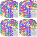 4 Pack 240LED Christmas Multicolor Fairy Lights Battery Operated - 20FT Twinkle Lights with 2 Lighting Modes Indoor Outdoor, Waterproof Led Fairy String Light for Bedroom, Dorm, DIY, Christmas Decor