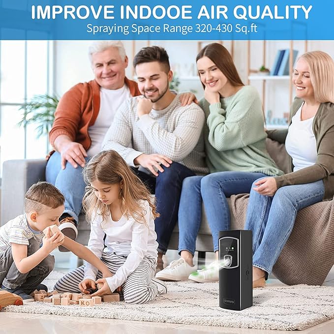 SVAVO Automatic Air Freshener Dispenser - Wall Mounted/Free Standing Auto Aerosol Spray Dispenser Programmable Fragrance Dispenser for Indoor-Bedroom, Hotel, Office, Commercial Place, Black