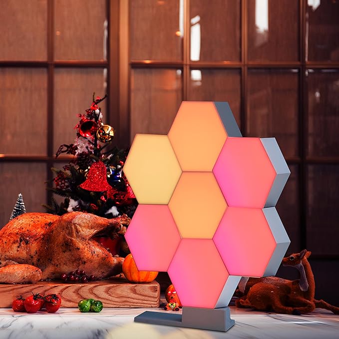 Yescom APP Control Hexagon Light 6 Pack Smart LED Wall Lights Modular Wifi Music Sync Lamp Aesthetic Gaming Room Streaming Decor Compatible with Alexa & Google