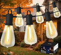 LED Outdoor String Lights 50FT, Waterproof Patio Lights with 27 (25+2 Spare ST38 Shatterproof Replaceable Bulbs), Connectable Dimmable Outside Hanging Light for Porch Garden Deck Bistro Backyard