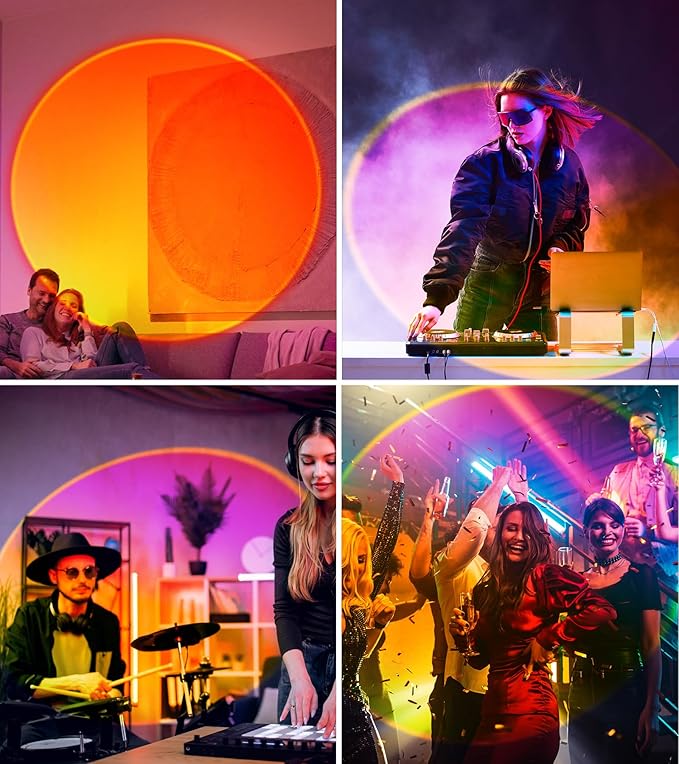 Sunset Lamp Projector,360° Rotatable & App Control Multicolor Multi-Scene Changing Rainbow Led Sun Lamp-Christmas Gift,Aesthetic Room Decor for Selfies,TikTok/Instagram Backdrop,Bedroom Night Light