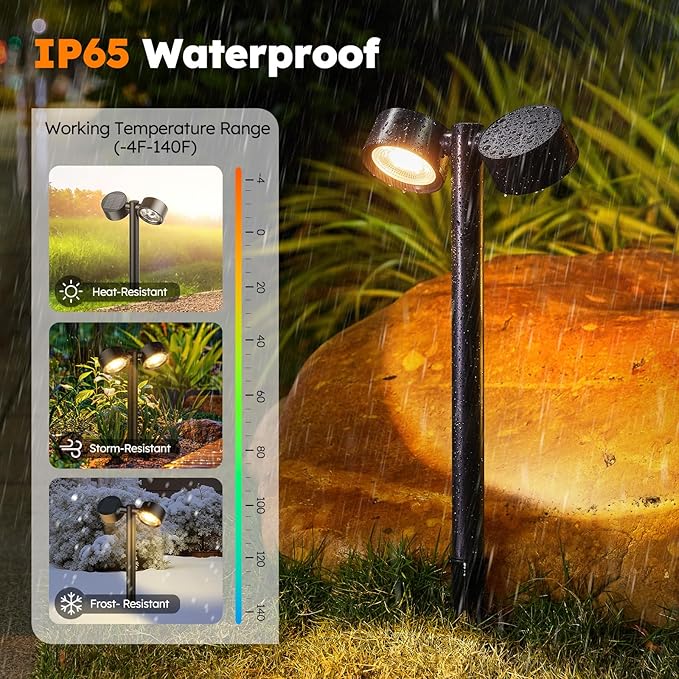 LETMY 2X Brighter Solar Pathway Lights Outdoor Waterproof - Adjustable, Dual-Head Pathway Lights Solar Powered Garden Light, 18 LED Landscape Lighting for Yard Path Walkway Driveway Lawn Decor, 4 Pack