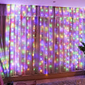 HXWEIYE 300LED Fairy Curtain Lights, 9.8x9.8Ft USB Plug-in 8 Modes Christmas String Hanging Lights with Remote for Bedroom Backdrop Wedding Indoor Wall Decor, Multicolor, Standard – 1 Pack