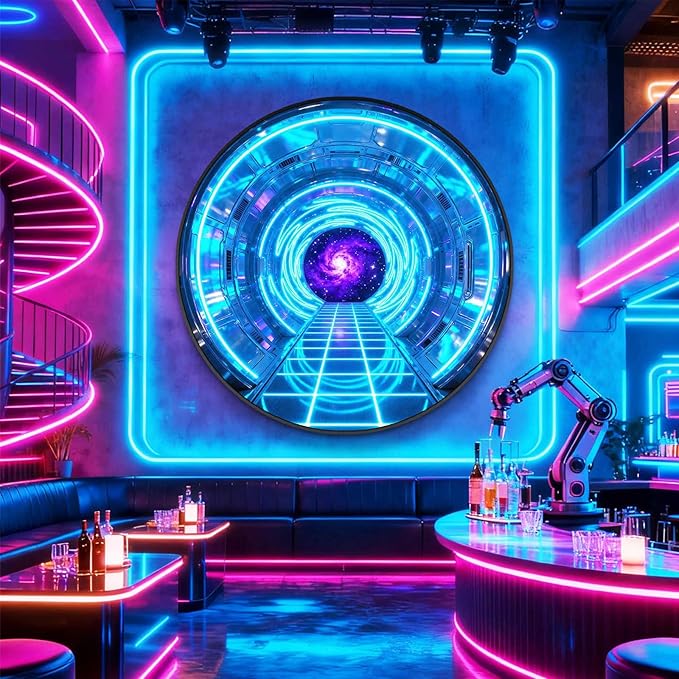 DAJIAYIQI LED Light Decor Wall Art, 3D Wall Sculpture Decoration with Aluminum Frame, Full-screen LED Illuminated Panel, Technological Glowing Wall Art for Bars Hotels E-sports Room(B,40cm)