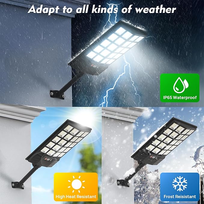 Solar Street Lights Outdoor, Waterproof Motion Sensor Flood Light with Remote, Dusk to Dawn Security Lighting for Yard, Garden, Pathway, Parking Lot (2 Pack)