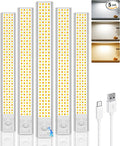 12inch Under Cabinet Lighting Wireless, 152LED Motion Sensor Light Indoor, USB Rechargeable Closet Lights, 3 Color Temps & Dimmable, Stick On Under Counter Lights for Kitchen, Pantry, Stairs, 5 Pack