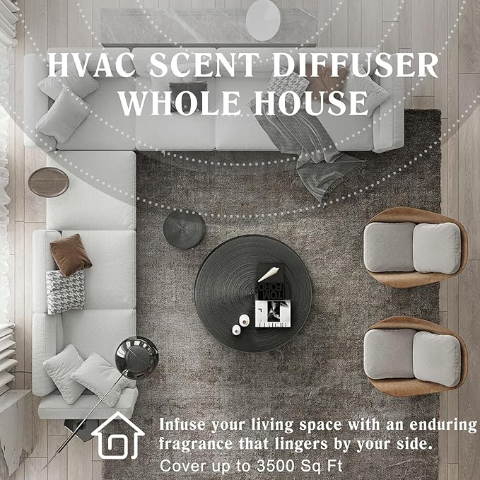 HVAC Scent Diffuser Cover Up to 3500 Sq. Ft, Best Hotel Scent Diffuser with Power Cold Air Technology, Scent Air Machine for Home, Commercial Waterless Aromatherapy Diffuser for Large Room - White