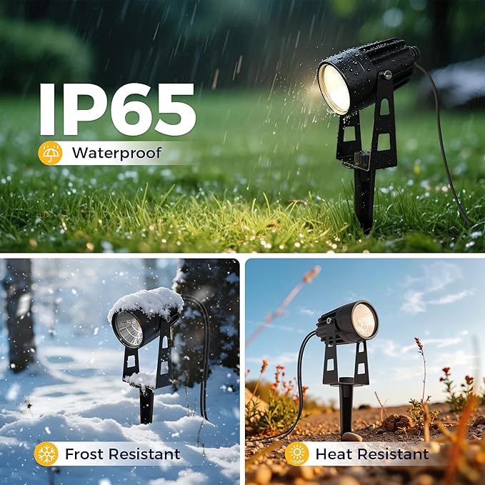 L LOHAS LED RGB Dusk to Dawn Low Voltage Landscape Lighting, IP65 Outdoor Spotlight with Transformers&Remote Control, Color Changing Timing Plug in Spotlights for Yard Backyard Pathway 6Pack