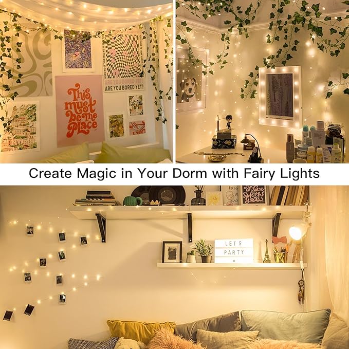 suddus 66ft 200 LED Outdoor String Lights,Fairy Lights Battery Operated with Remote, Twinkle Lights Battery Operated for Bedroom, Dorm, Patio, Fireplace,Garden, Party, Wedding DIY,Indoor(Warm White)