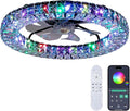 RGB Ceiling Fans with Lights, 22" Low Profile Ceiling Fan with Light,Smart Bladeless LED Fan Light with Remote/APP Control,Black Ceiling Fan for Bedroom
