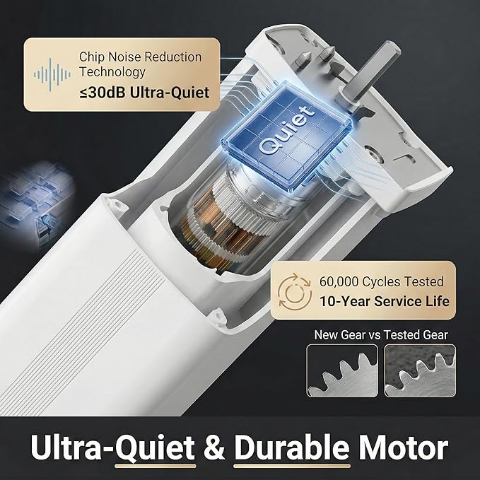 Pre-Assembled Telescopic Smart Curtain Track, No Splicing/Cutting, AC Plug-in WiFi Motor (No Hub Required), Ceiling/Wall Mount, Tuya/Remote Control, Works with Alexa & Google Assistant (91"-158")